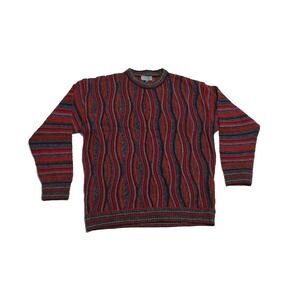FIUME 3D Knit Thin Sweater Coogie Biggie Style Red Black Size 52
